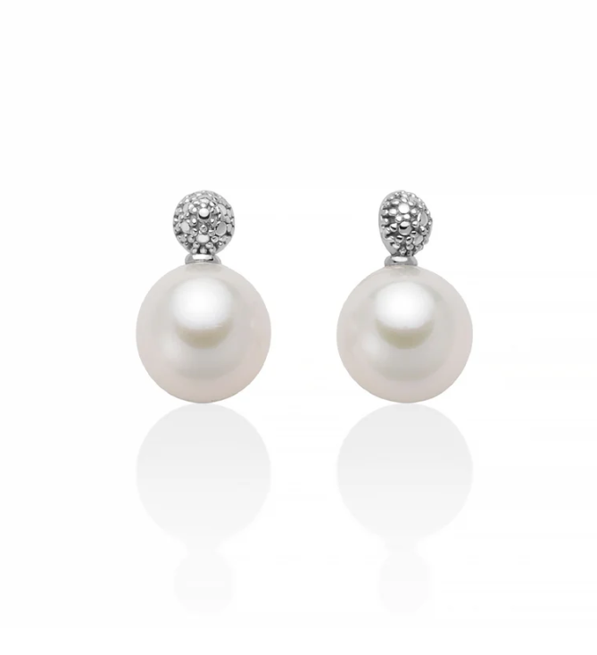 Orecchini Miluna Donna Oro Bianco 18 KT Nr 2 Perle Bianco 7.5-8 PER2613