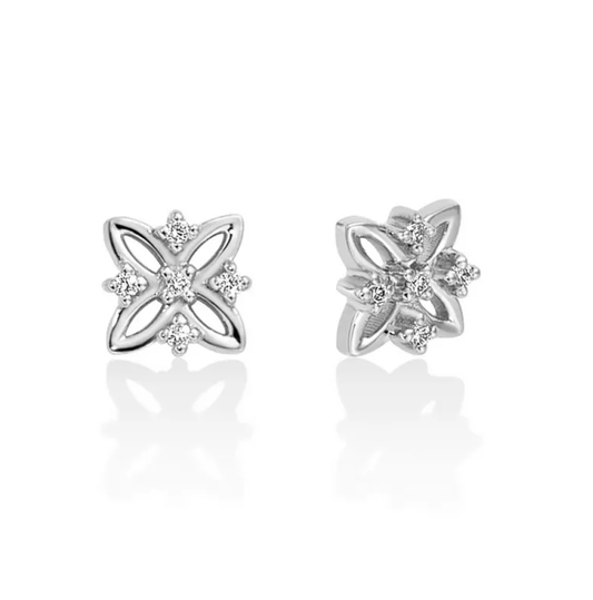 Orecchini Miluna Donna Oro Bianco 9 Kt Fiore e Diamante _ERD28025X