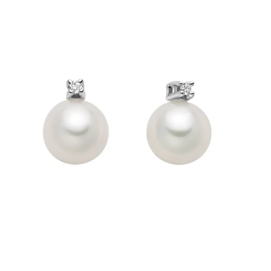 Orecchini Miluna Donna Oro Bianco 9 Kt Perle Naturali e Diamanti _PER2736X