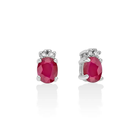 Orecchini Miluna Donna Oro Bianco 9 Kt Rubini e Diamanti _ERD2795X