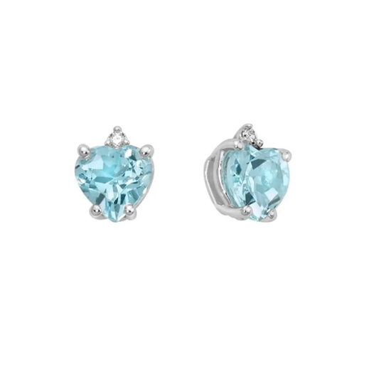 Orecchini Miluna Donna Oro Bianco 9 Kt Topazio Cuore e Diamanti _ERD2828X