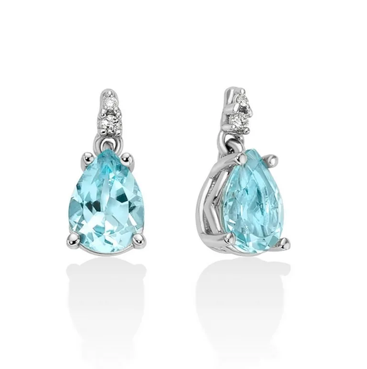 Orecchini Miluna Donna oro Bianco 9 Kt Topazio Goccia e Diamanti _ERD2816X