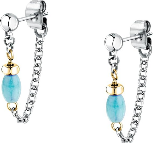 Morellato Damen-Ohrringe aus silbernem Stahl mit blauen Details und Anhänger _SAXQ08 