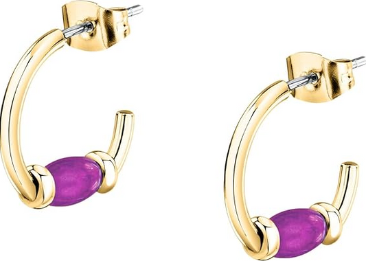 Morellato Damen-Ohrringe mit goldenen Stahl- und Magenta-Details und Kreis _SAXQ10 