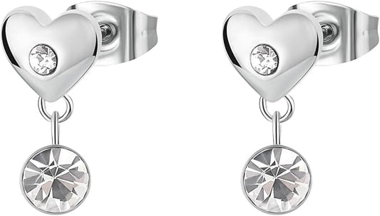 Orecchini Brosway Donna Acciaio Argentato Cuore e Cristalli Coll. CHAKRA _BHKE176