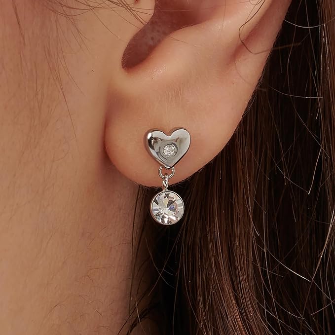 Orecchini Brosway Donna Acciaio Argentato Cuore e Cristalli Coll. CHAKRA _BHKE176