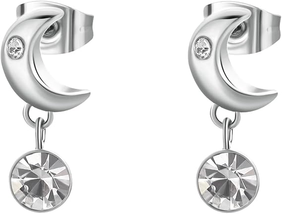 Orecchini Brosway Donna Acciaio Argentato Luna e Cristalli Coll. CHAKRA _BHKE180