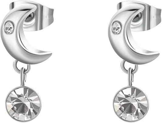 Orecchini Brosway Donna Acciaio Argentato Luna e Cristalli Coll. CHAKRA _BHKE180
