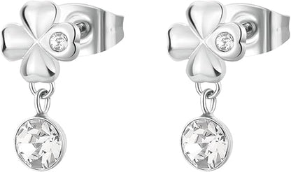 Orecchini Brosway Donna Acciaio Argentato Quadrifoglio e Cristalli Coll. CHAKRA _BHKE182