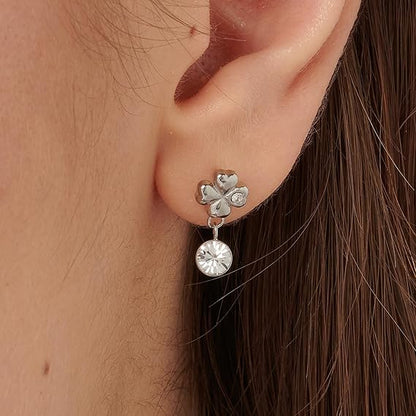 Orecchini Brosway Donna Acciaio Argentato Quadrifoglio e Cristalli Coll. CHAKRA _BHKE182