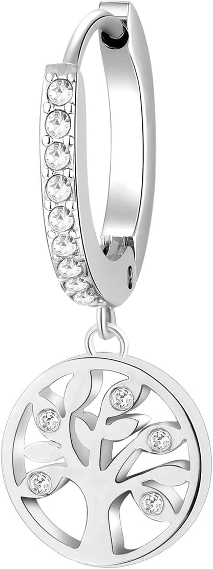 Orecchini Brosway Donna Acciaio Silver Pendente Albero della Vita e Cristalli _BHKE004