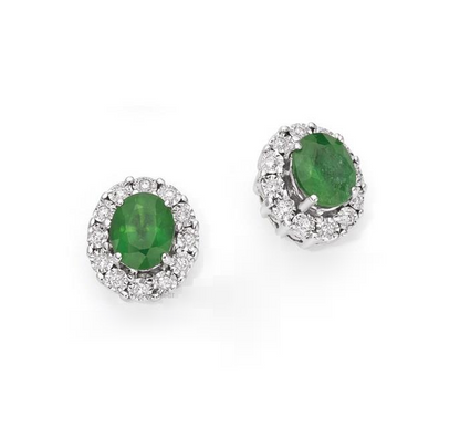 Orecchini DonnaOro Donna Oro Bianco Diamanti e Smeraldo Ovale _LOE10095.008