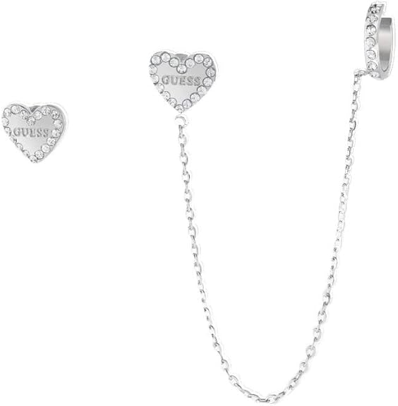 Orecchini Guess Donna Acciaio Cuore e Cuore con Prolunga e Finale Cerchio _JUBE01080JWRH