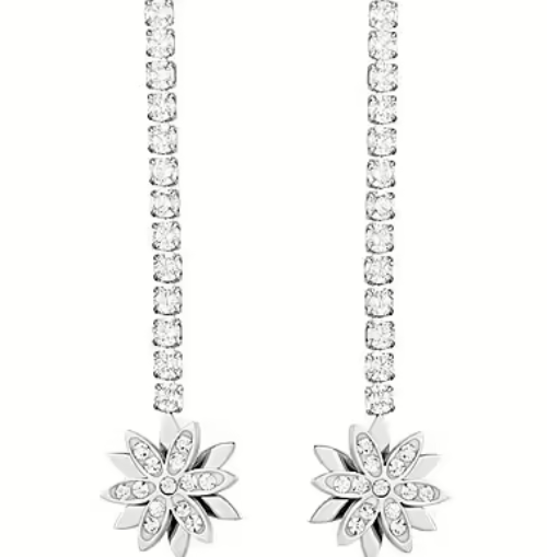 Orecchini Luca Barra Donna Acciaio Modello Tennis Pendente Fiore Girevole _OK1379