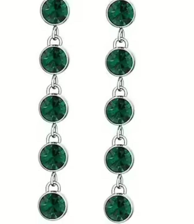 Orecchini Luca Barra Donna Acciaio Pendenti Cristalli Verdi _OK1383