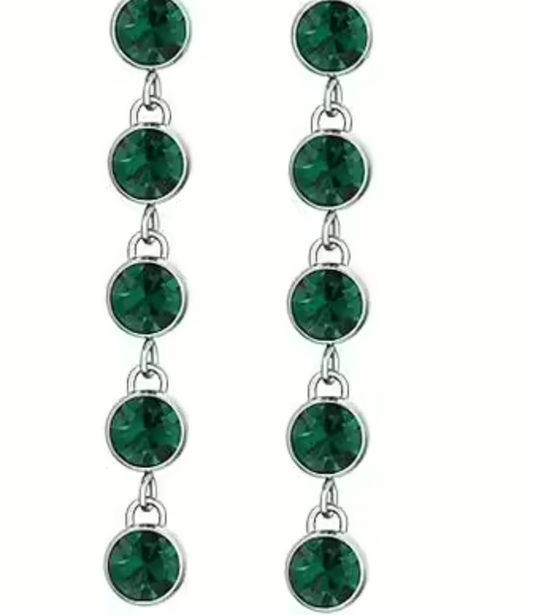 Orecchini Luca Barra Donna Acciaio Pendenti Cristalli Verdi _OK1383