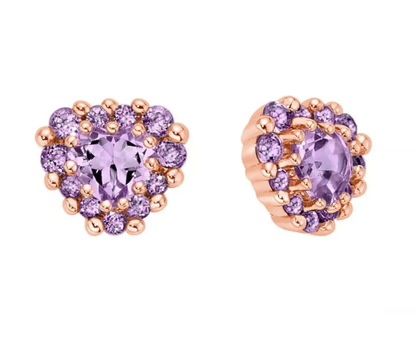 Orecchini Miluna Donna Argento925 Placcato Oro Rosa Ametista Viola Taglia Cuore _ERD2937