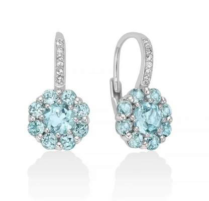 Orecchini Miluna Donna Argento 925 Monachella Topazio Azzurro e Bianco Taglio Tondo _ERD2924