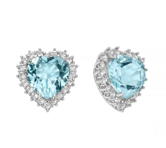 Orecchini Miluna Donna Argento 925 Topazio Azzurro Naturale Taglio Cuore _ERD2969