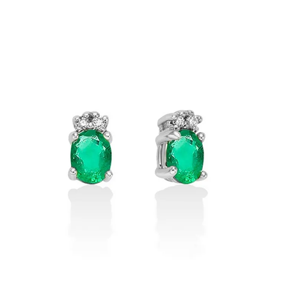 Orecchini Miluna Donna Oro Bianco 9 Kt Smeraldo e Diamanti _ERD2793X
