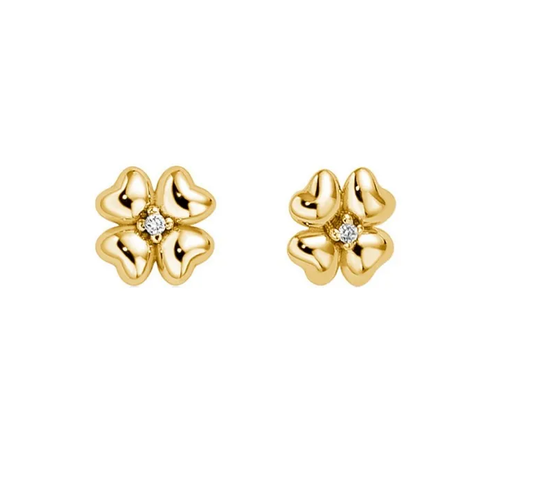 Orecchini Miluna Donna Oro Giallo 9 Kt Quadrifoglio e Diamante _ERD2811X