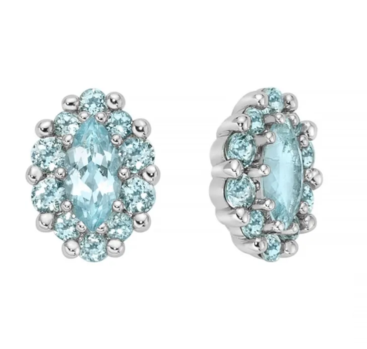 Orecchini Miluna Donna Argento 925 Topazio Azzurro Naturale TG. Navetta _ERD2929