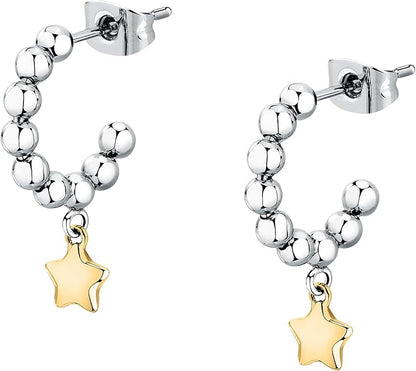 Orecchini Morellato Donna Acciaio Cerchietto Silver Ciondolo Stella Gold _SAIX28