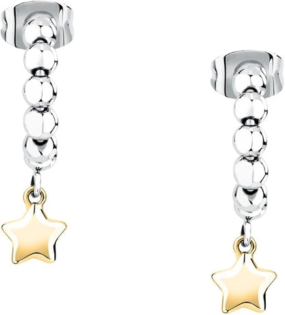 Orecchini Morellato Donna Acciaio Cerchietto Silver Ciondolo Stella Gold _SAIX28