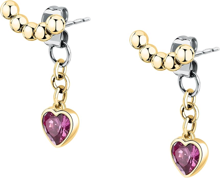 Orecchini Morellato Donna Acciaio Gold Pendente Cuore Rosa _SAIX32
