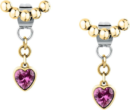 Orecchini Morellato Donna Acciaio Gold Pendente Cuore Rosa _SAIX32