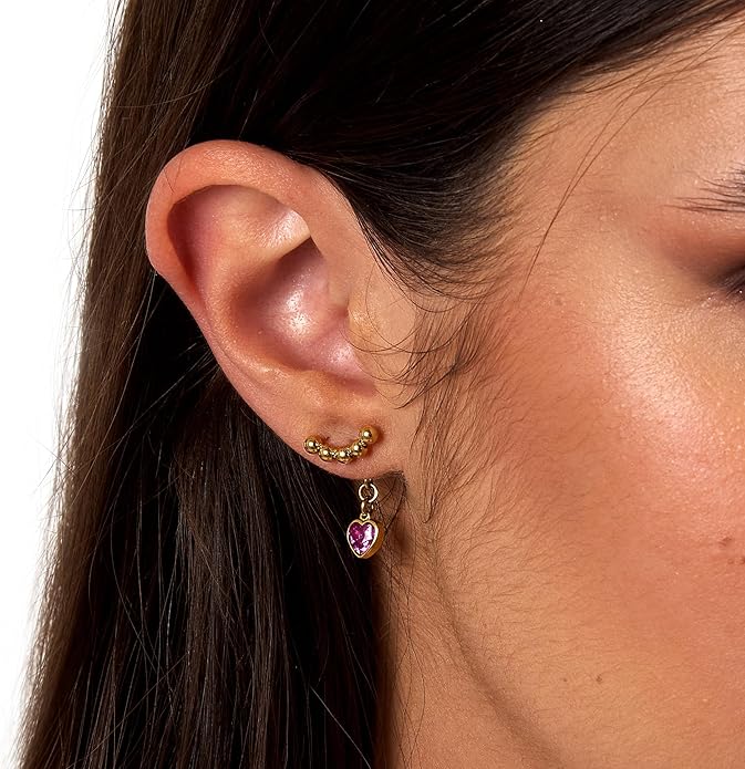 Orecchini Morellato Donna Acciaio Gold Pendente Cuore Rosa _SAIX32