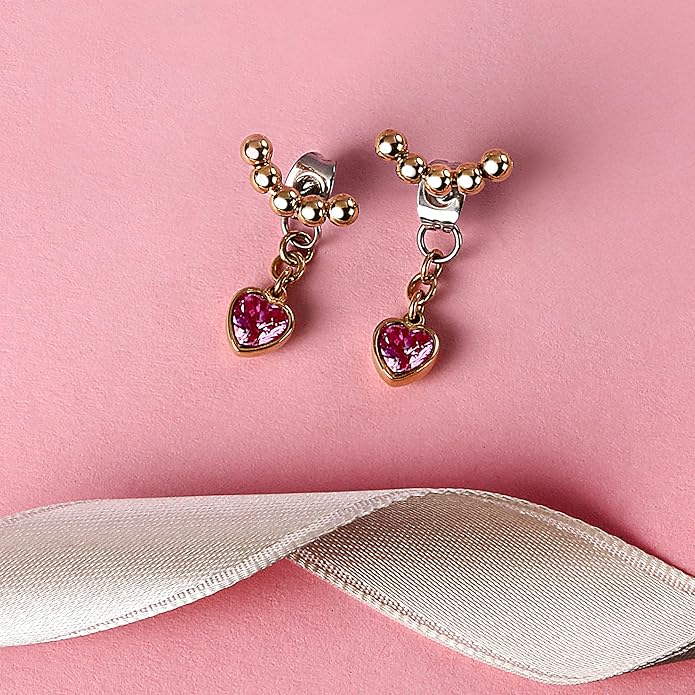 Orecchini Morellato Donna Acciaio Gold Pendente Cuore Rosa _SAIX32