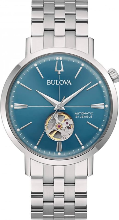 Bulova Aerojet Automatik Herrenuhr Stahl Blaues Zifferblatt _96A277