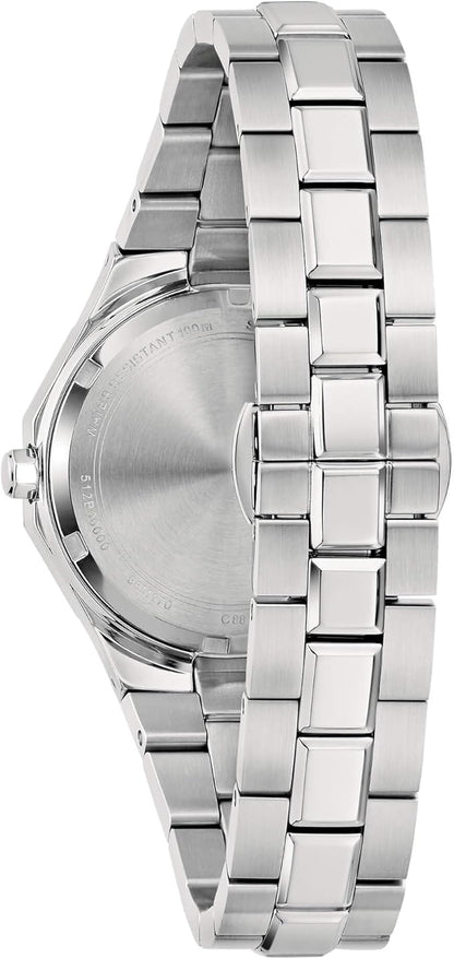 Bulova Damenuhr mit rosa Zifferblatt und Stahlarmband 96M170 
