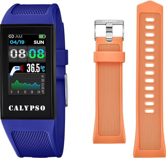 Orologio CALYPSO Uomo Smartwatch Cinturino Caucciù Blu Ricambio Color Salmone K8501-2