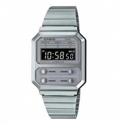 Orologio Casio Digitale Unisex Acciaio Crono Allarm WB Grigio _A100WE-7BEF