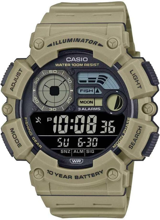 Casio Herren-Digitaluhr mit olivgrünem Kautschukarmband, Illuminator _WS-1500H-5BVEF 