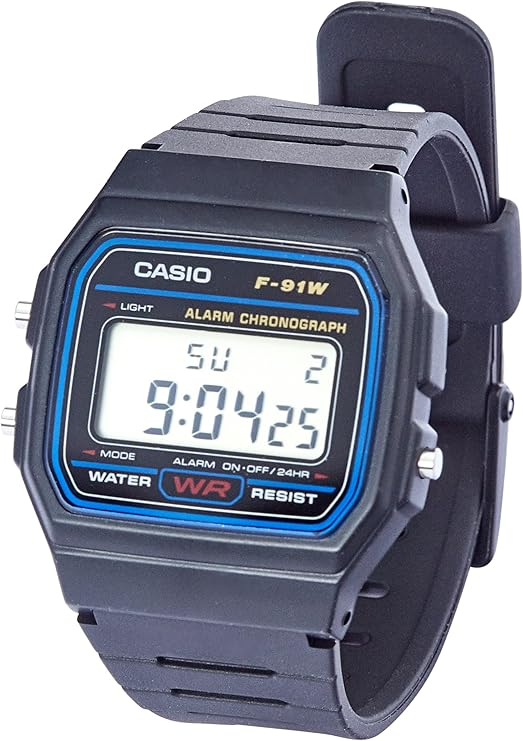 Orologio Casio Digitale Uomo Silicone Nero Blu _F-91W-1YER