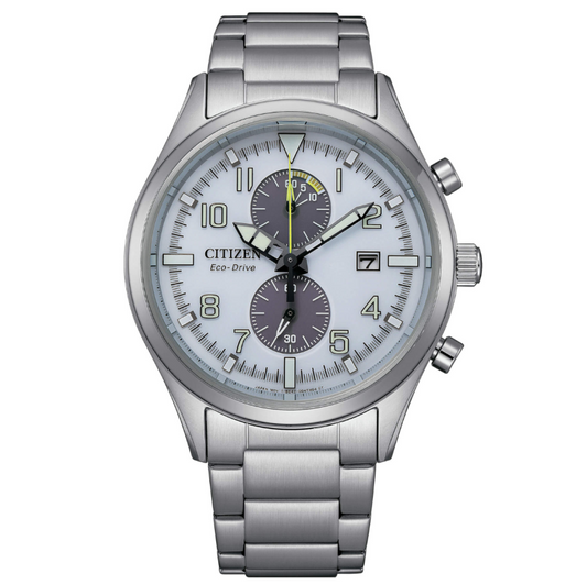 Citizen Herren-Chronograph Eco Drive CA7028-81A in Stahlweiß 