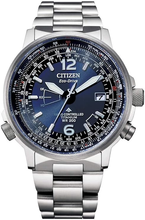 Orologio Citizen Uomo Pilot Super Titanio Eco Drive Radio Controller Blu _CB0230-81L