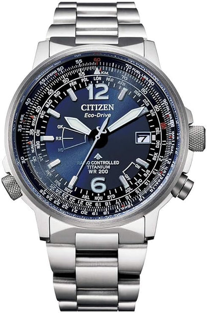 Orologio Citizen Uomo Pilot Super Titanio Eco Drive Radio Controller Blu _CB0230-81L