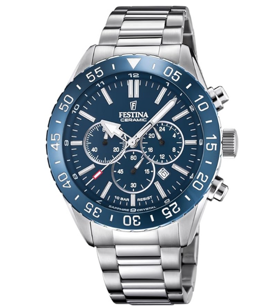 Festina Herrenuhr Stahl Chronograph Grün F20543-3