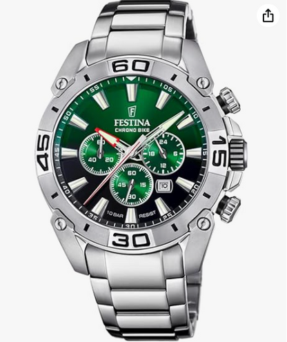 Orologio Festina Uomo Acciaio Cronografo Quadrante Verde _F20543-3