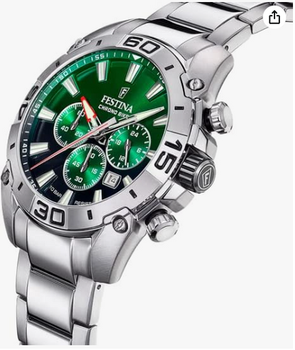 Orologio Festina Uomo Acciaio Cronografo Quadrante Verde _F20543-3