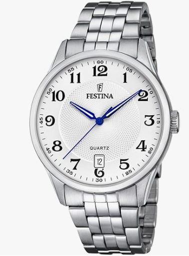 Orologio Festina Uomo Acciaio Solo Tempo Indicatore Giorno Argentato _F20425-1