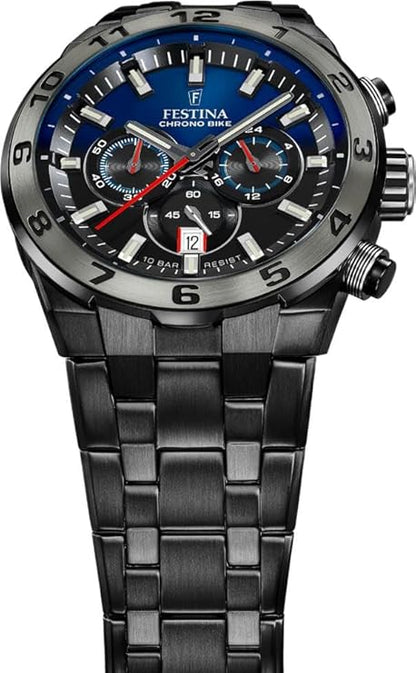 Festina Herrenuhr Stahl Doppelarmband Chronograph Special Edition Blau F20643-1