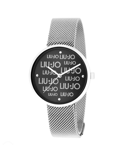 Orologio Liu Jo Quadrante Nero Logo Strass Maglia Milano Calamita _TLJ2152