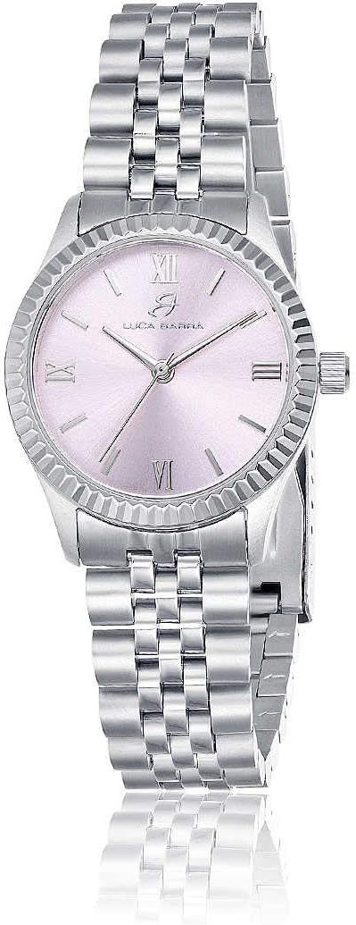 Orologio Luca Barra Donna Acciaio Argento Solo Tempo Quadrante Rosa _BW285