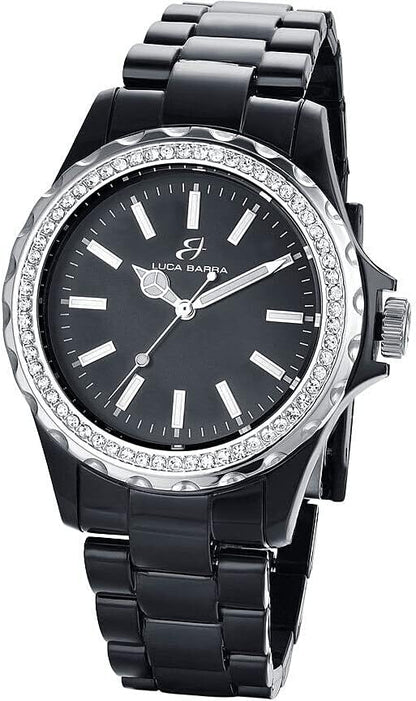 Orologio Luca Barra Donna Cinturino Plastica Nero Lunetta Cristalli _BW352