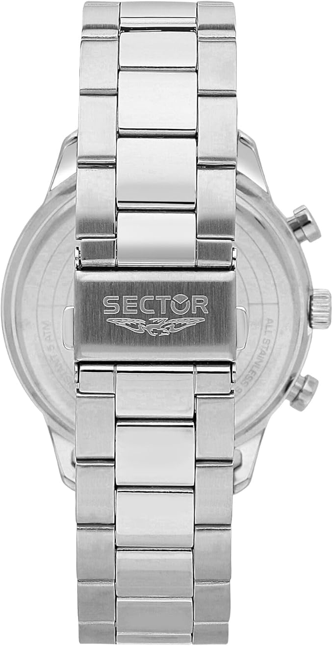 Orologio Sector Uomo Acciaio Silver Cronografo Quadrante Blu _R3273778003